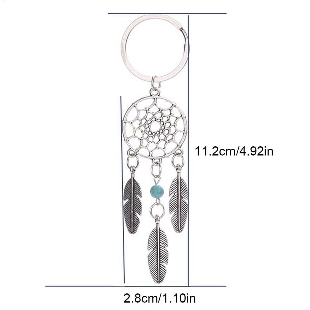 Dream Catcher Feathers Key Chain Tassels Tone Silver Color Keyring Keychain Gift For Women Lucky Decor For Bag
