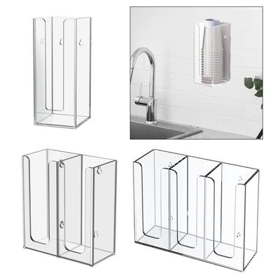 Acrylic 3 Compartment Cup and Lid Holder, Clear Disposable Coffee Cup Straw Dispenser Organizer Kitchen Living Room Storage Box