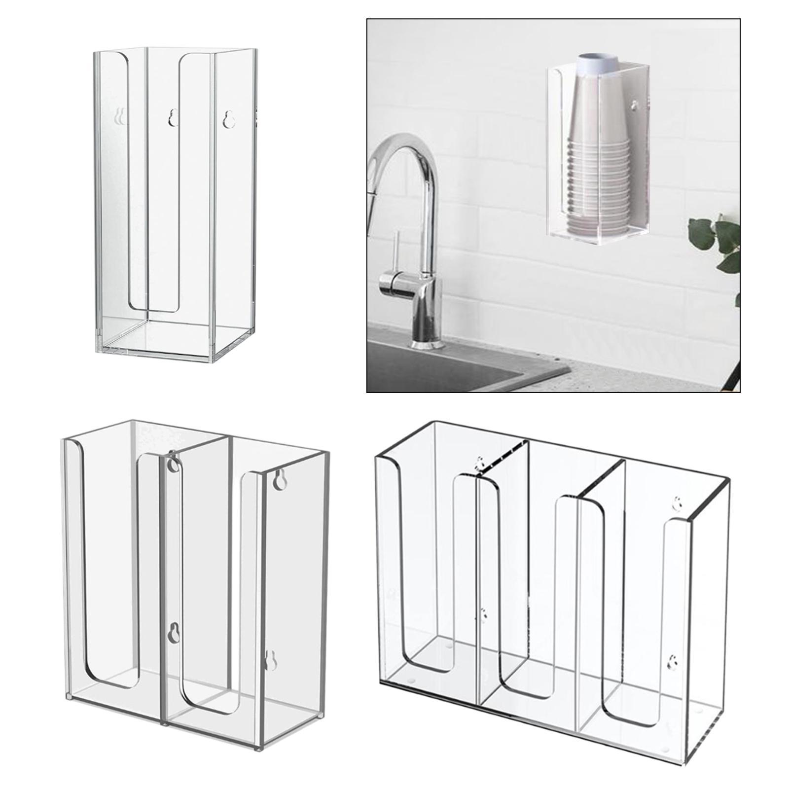 

Acrylic 3 Compartment Cup and Lid Holder, Clear Disposable Coffee Cup Straw Dispenser Organizer Kitchen Living Room Storage Box 1 grid