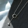 ANENJERY Shiny Zircon Round Circle Long Chain Tassel Necklace for Women Party Wedding Necklace Jewelry Gifts S-N713