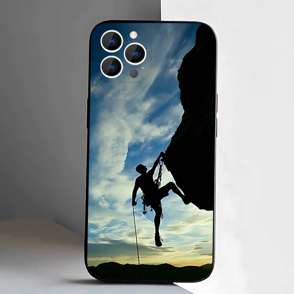 Climbing Phone Case Silicone Soft For IPhone 17,16,15,14,13,12,11,Pro,Max,Plus,E,Air,Mini Black