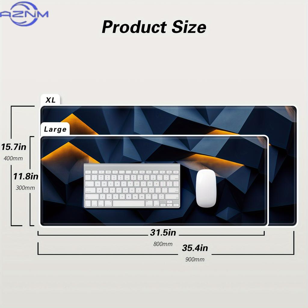 Large 3d Geometric Mouse Pad 900x400mm Desk Mat Nonslip Rubber Computer Pad For Pc Gaming Accessories Office Home Work Carpet