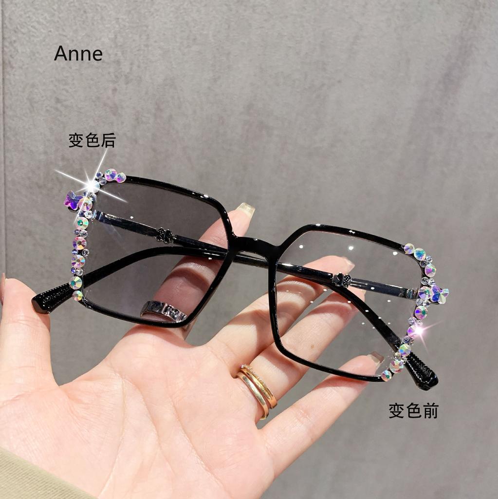 Luxury Diamond Cut Photochromic Glasses Men Women Trendy New Color Changing Eyeglasses Fashion Handmade Myopia Glasses for Lady