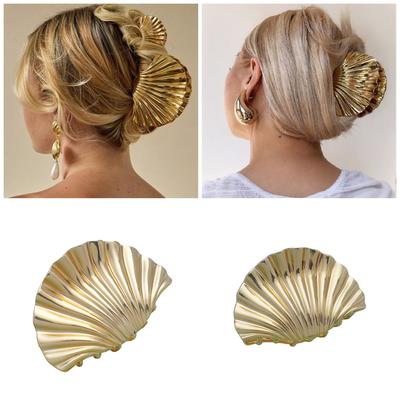 Elegant Gold Metal Seashell Hair Claws for Women Stylish Clip Crab Clamp Hairwear Hair Shaping Claw Clip for Daily Use