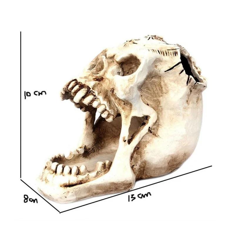 Creative Skull Pen Holder Resin Craft Desktop Accessories Storage Box Container Sculpture Pencil Home Decoration Pens Organizer