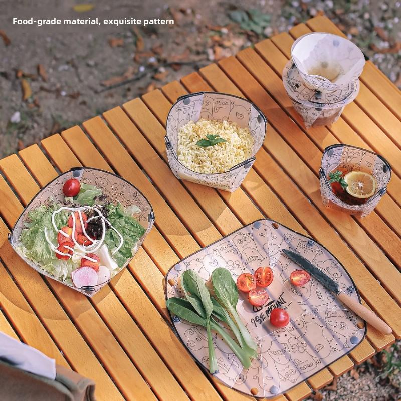 1set Carrying Bowl Outdoor Ultra Lightweight Dining Plate Coffee Filter Funnel Water Cup Multi Purpose Combination Tableware Set