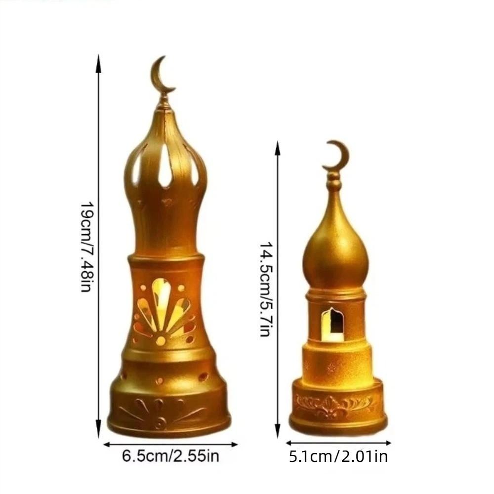 Plastic Ramadan Candle Lamp Retro LED Lights Eid Mubarak Desk Lamp Simulation Candle Warm Light Electronic Candle Ornament