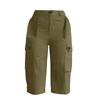 Damen Mid-Waist Relaxed Fit Cargo-Shorts mit elastischem Bund hinten, Knopf- und Reißverschluss, Mehrere Taschen