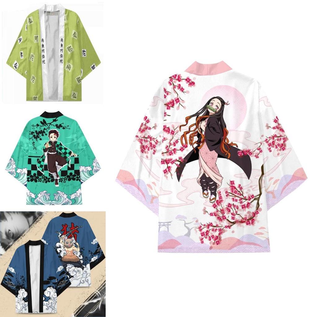 Unisex Demon Slayer Top Kamado Tanjiro Agatsuma Zenitsu Cosplay Costume S-3xl