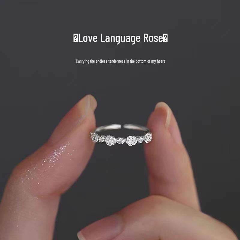 

Exquisite 2025 Love Language Rose Ring for Women – High-End Light Luxury Jewelry Adjustable Open Size