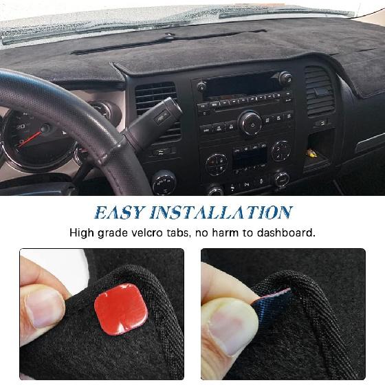 KEDAKEJI Black Dashboard Dash Board Cover Mat Carpet Compatible with 2007-2013 Chevrolet Silverado GMC Sierra