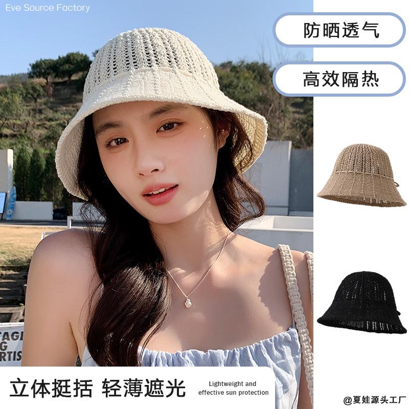Summer Hat Women's Spring and Autumn Sunshade Sunscreen Hat Sun Hat Fashion Knitted Bucket Hat