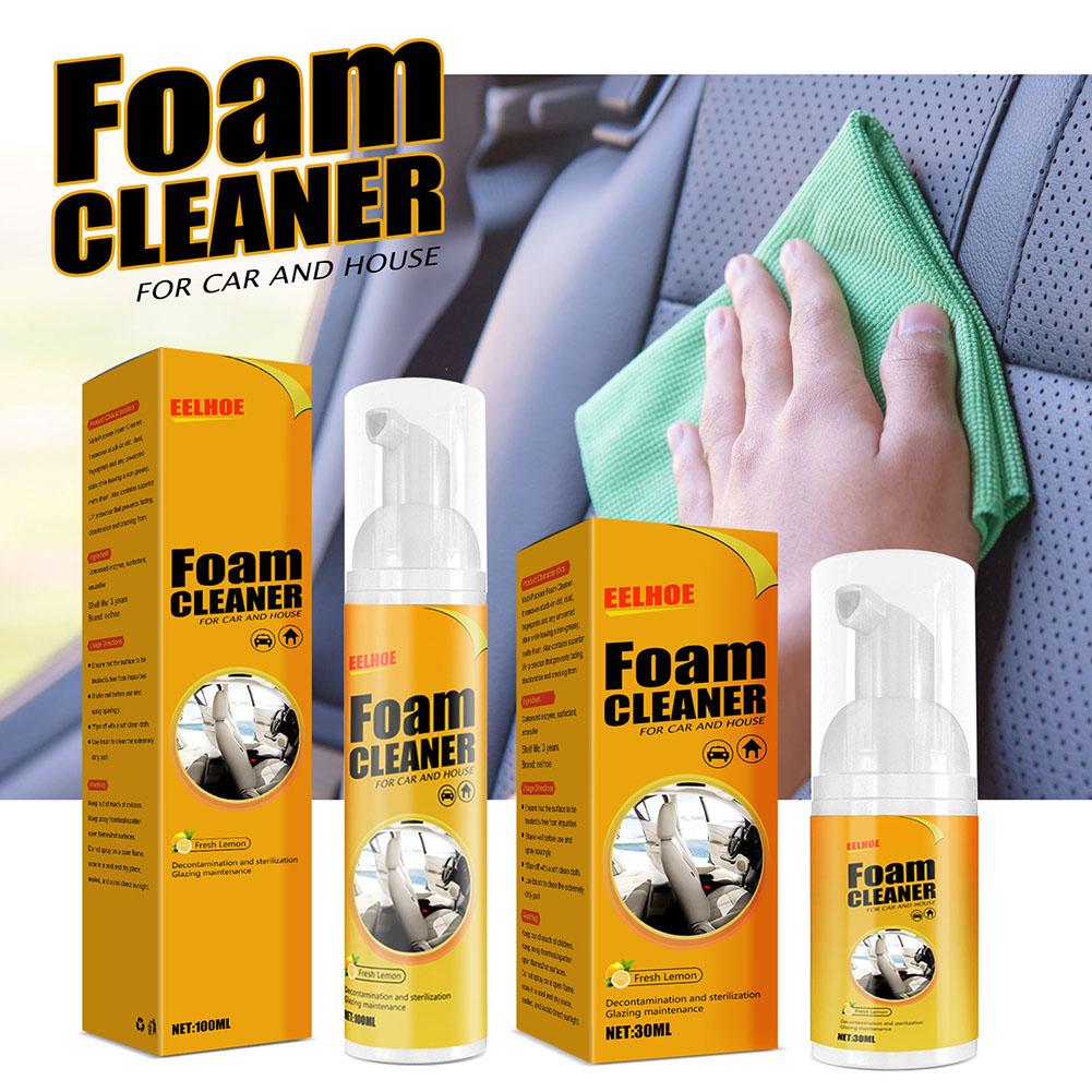 30/100ML Car Foam Cleaner Spray Leather Decontamination Multifunctional Leather Cleaner for Car Interior Ceiling Leather Seat