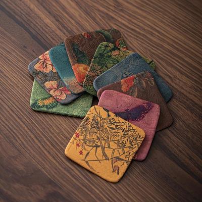 Chinese Style Double-sided Waterproof Silk Coaster - Heat Insulation Pad for Tea Ceremony & Home