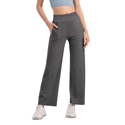 Women's High Waisted Loose Hip Lifting Wide Leg Flared Pants with Pockets Naked Breathable Yoga Fitness Trousers