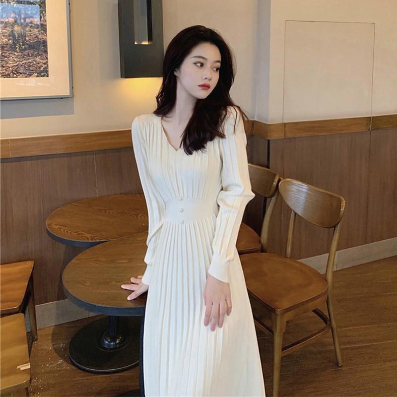 Goddess Style Knitted Sweater Dress for Women - Autumn/Winter 2023 Niche Chic