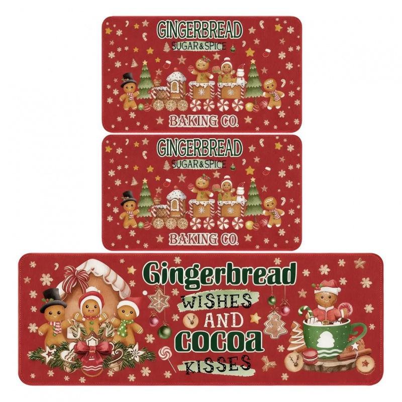 Christmas Festival Crystal Velvet Hallway & Kitchen Absorbent Floor Mat