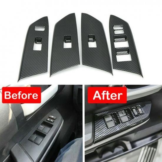Fits Toyota Tundra 2014- Carbon Fiber Interior Door Window Switch Cover Trim