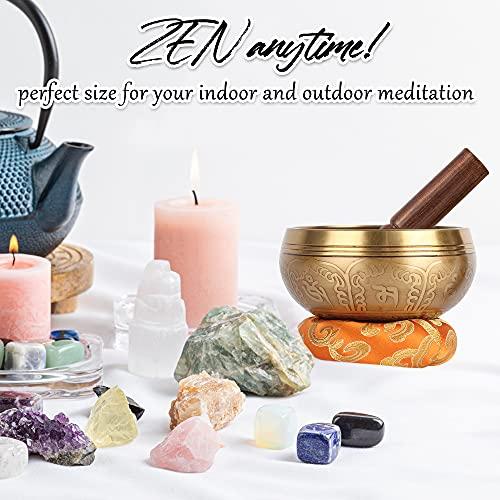 Tibetan Singing Bowl Set - 100% Hand-Hammered Nepalese Sound Bowls for Meditation, Yoga, Chakra Meditation Accessories, Unique Gift for Women and Men