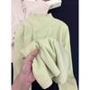 Women's Green Half-High Collar Fufu Knit Sweater: Thickened Long-Sleeve Base Layer for Autumn and Winter 2026.