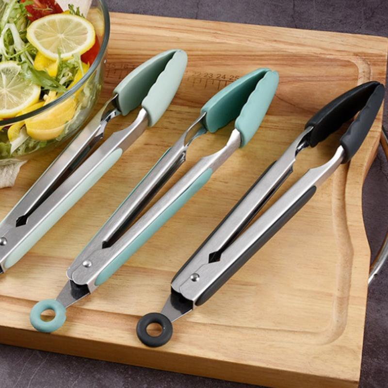Silicone Kitchen Tongs for Baking Barbecue Steak Frying Frying, Heat-Resistant Food Clamps