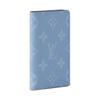 Louis Vuitton Pocket Organizer Logo Flap Closure Monogram Coated Canvas Taiga Leather Wallet Men Wallet Sky-Blue M14112