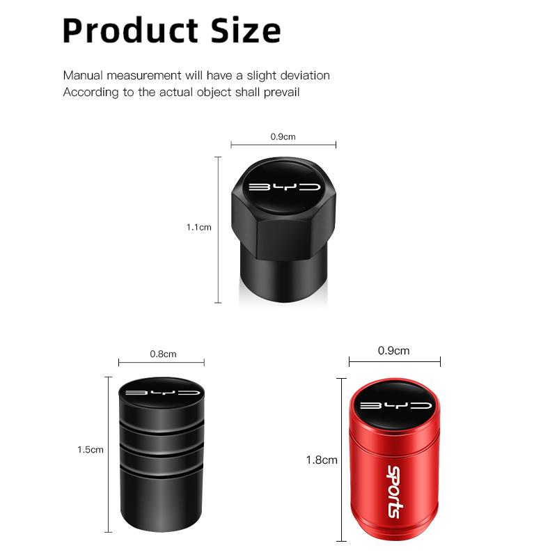 4Pcs Car Tire Valve Cap Aluminum Alloy Stem Cover For BYD Tang E6 F3 Atto3 Yuan Plus Song Max F0 G3 I3 Ea1 Dmi 2din S7 E3 L3 F6 Stem Caps1