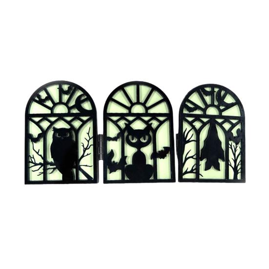 No-assembly Halloween Party Decor Glow-in-the-Dark Table Decoration, Witch Ghost Silhouette Design, Decorations Foldable Luminous Ornament,