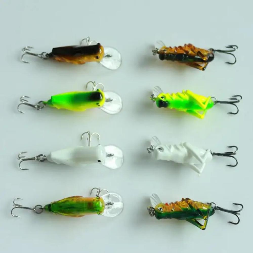 1Pc 4.5cm Double Hook Grasshopper Insect Shape Fishing Lures Hard Fake Bait Realistic Insect Baits Wholesale