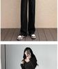 Women's High Waist Black Straight-Leg Jeans, Slimming Summer 2024 Thin Style, Small Size, Floor-Length.
