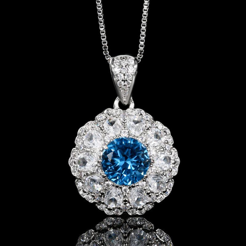 

Jewelry Copper Bottom Gold-Plated Simulation Color Treasure Corundum Round Temperament Light Luxury Suit Female 8Mm