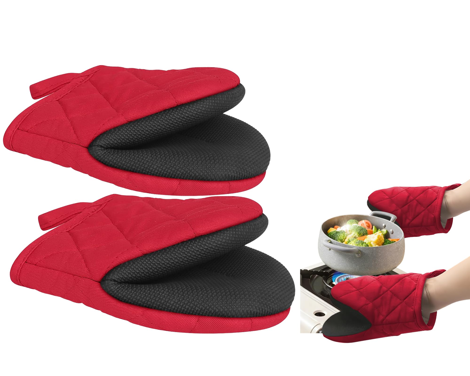 Oven Oven Heat Burn for Bread and Mitts, Heat-Resistant Gloves, 2-Pack, 500°C Resistant, Prevention, Non-Slip, Stain-Resistant, Durable, Microwave,