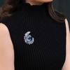 Women Fashion Crystal Moon Brooch Exquisite Crystal Pin Jewelry Accessories For Sweater Coat Decoration