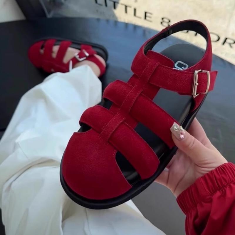 Fashion Women Flats Sandals 2025 Summer New Round Toe Casual Designer Shoes Rome Style Ladies Sandals Woman Designer Shoes for Women