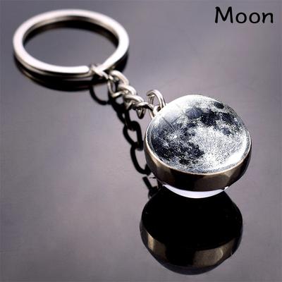Conjunto de chaveiros de sistema solar de bola de vidro, Terra/Saturno/Sol/Marte/Mercúrio/Júpiter/Lua, adequado para Eid al-Fitr, Ramadã
