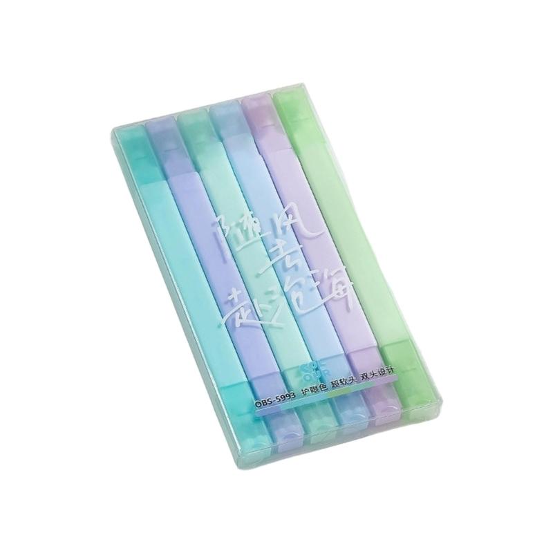 Doppelendiger Textmarker 6/12 Farben Doppelspitzen-Textmarker für Scrapbooking Notizbuch Journal Ausmalen