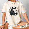 Plus Size Summer Women's Vintage Mystical Witch & Cat T-Shirt  Unisex Cotton Breathable Stylish Versatile Street Style Oversized