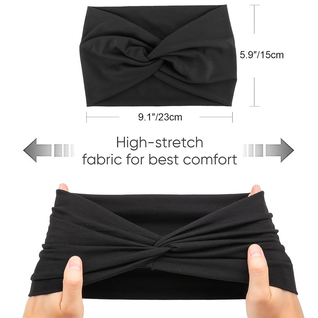 4-piece wide headband, suitable for women's soft, bohemian style headband, suitable for yoga, running, sports and daily wear-