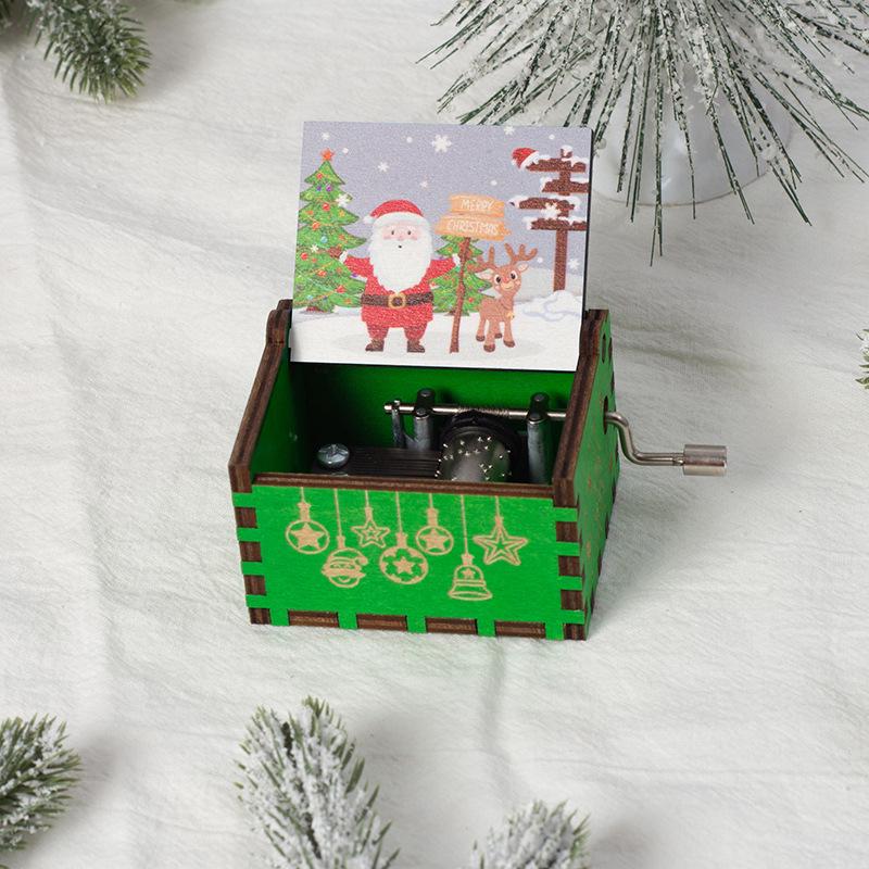 Wooden Hand-Cranked Christmas Music Box Ornament