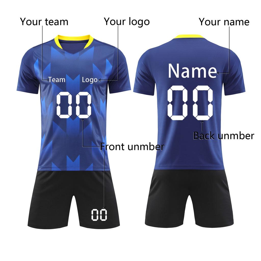 Men's Athletic Soccer Uniform Set, Short Sleeve Jersey and Shorts, Quick Dry Sportswear for Training and Matches