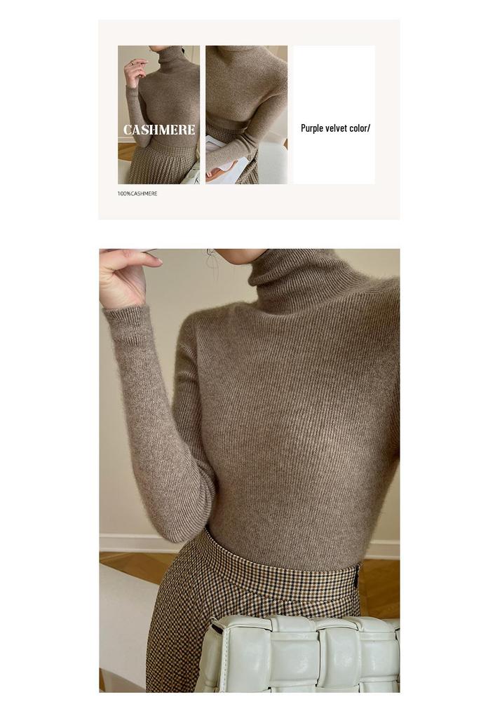 Little Goat Pure Cashmere Women's Slim-Fit Black Turtleneck Sweater