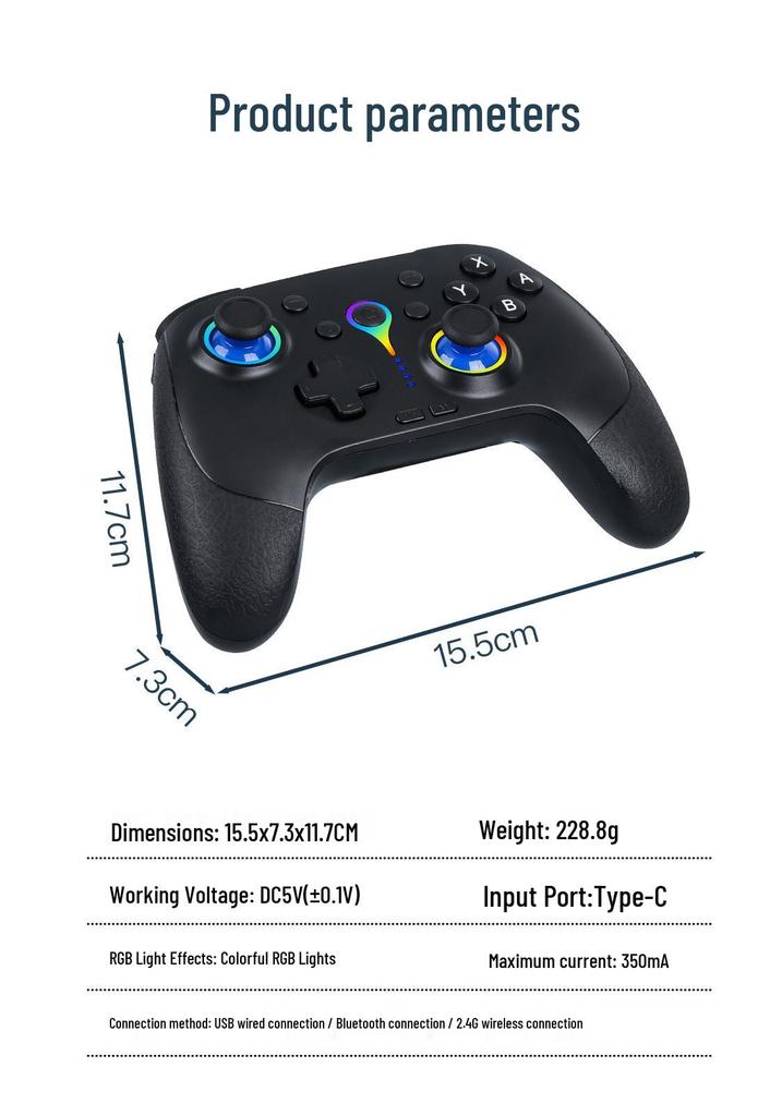 Bluetooth Game Controller: Somatosensory Vibration & Macro, Compatible with PC, Steam, Hall Joystick