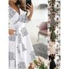 Long Sleeve V-neck Printed Bag Hip Dress Long Sleeve V-neck Print Dress