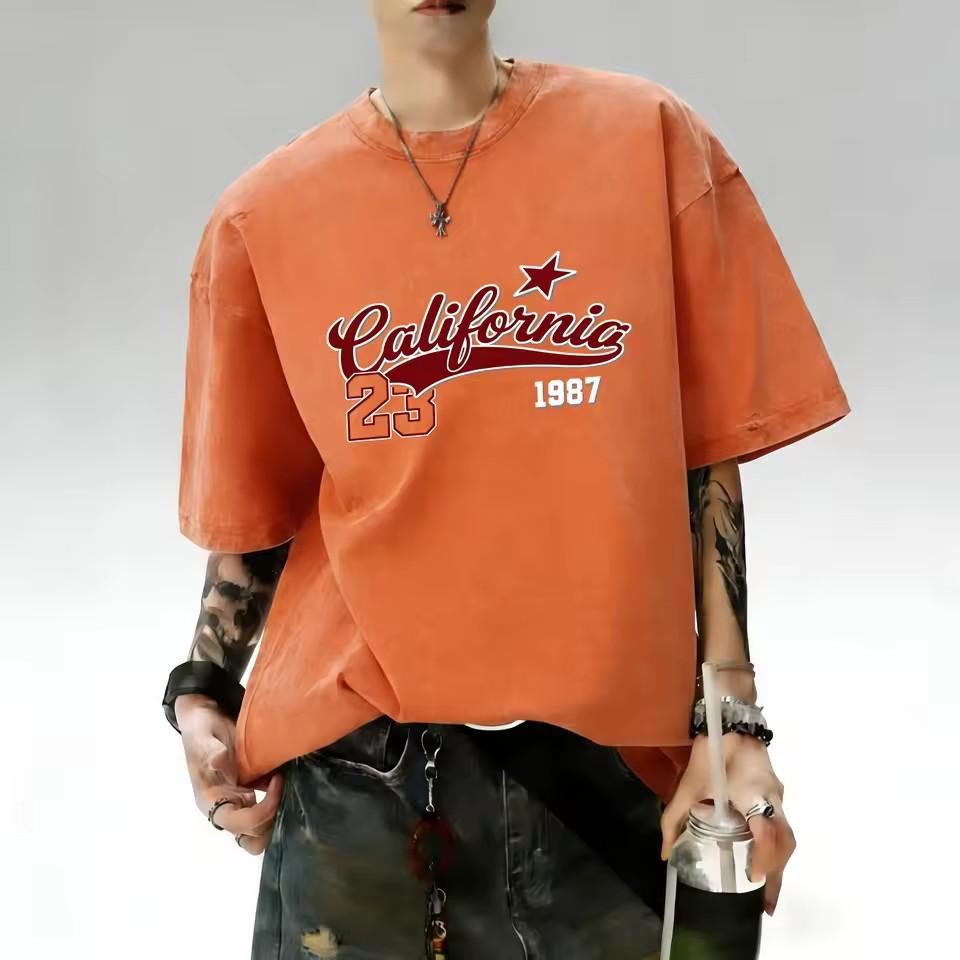 Summer Hot Selling New Men's Gothic Letter Tiger Print Comfortable and Breathable Round Neck T-shirt Outdoor Street Style Top