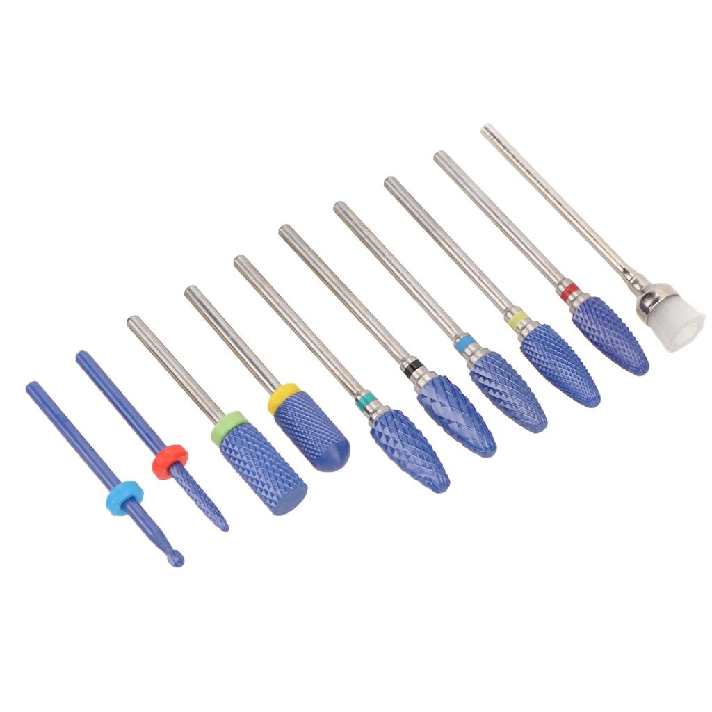 10pcs Nails Drill Bits Rotatable With Storage Case Tungsten Steel Nail Grinding Head Sets