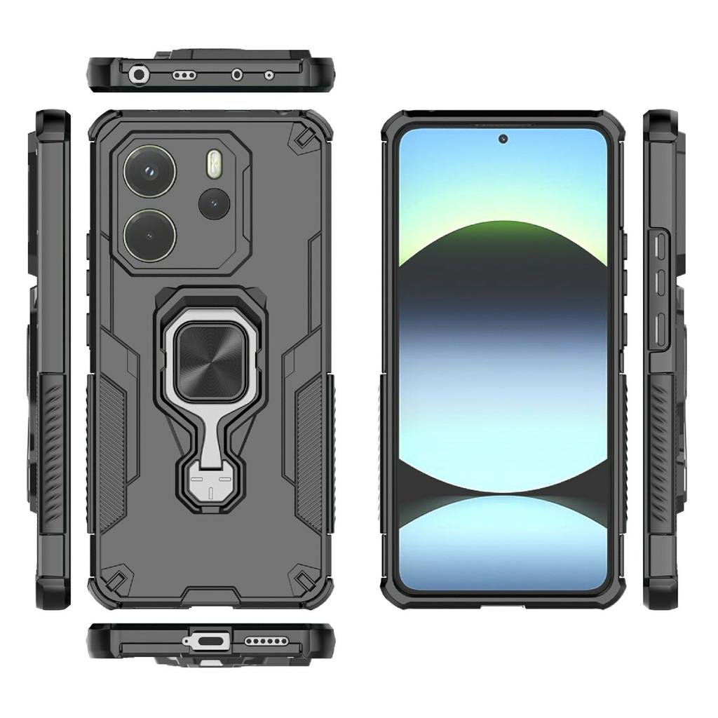 Dla Xiaomi Redmi Note 14 4G (164,84 mm) Etui Obrotowy Pierścień Podpórka PC + TPU Odporne na Wstrząsy Pokrowiec na Telefon