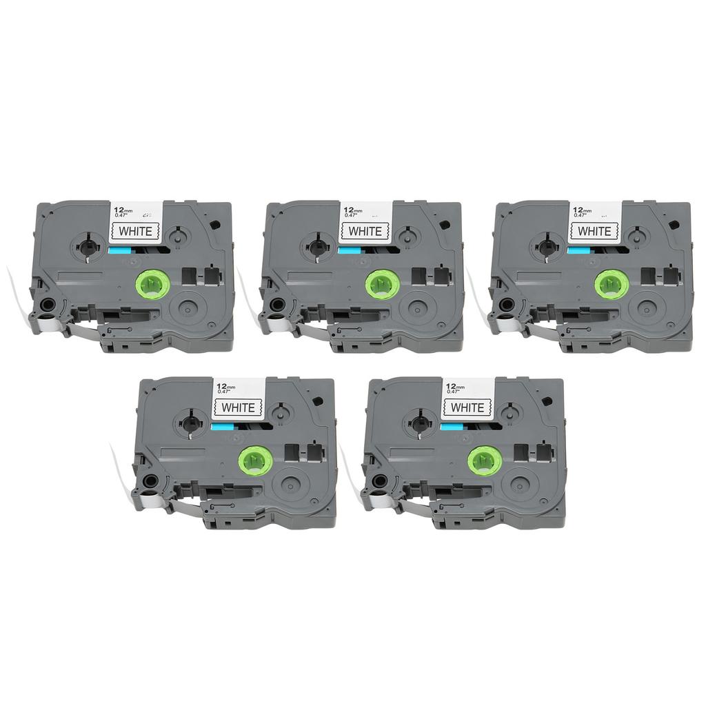 5 Pcs Label Maker Tape Black On White 12mm Width 8m Length Waterproof Printer Label Maker Tape for P Touch for PT D210