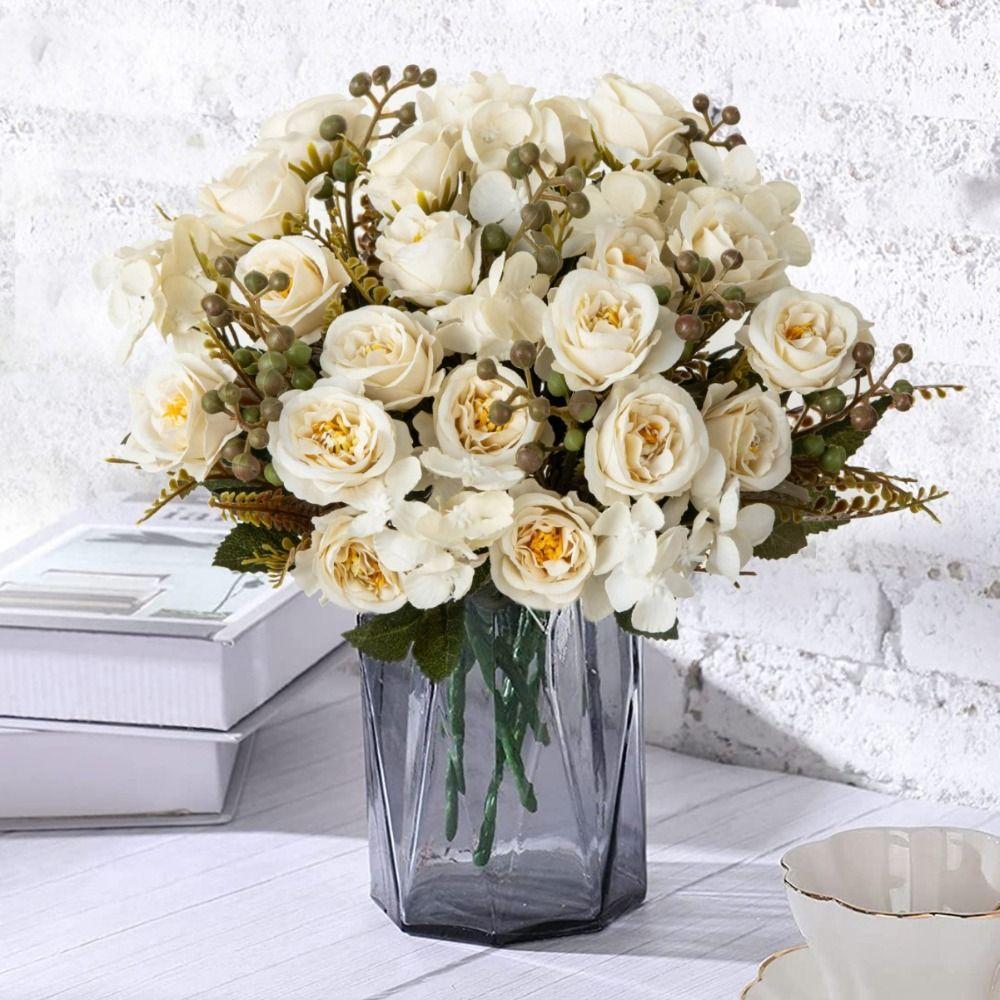 French Simulated Flowers DIY Bridal Rose Bouquet Fashion Silk Hydrangea  Home Decor