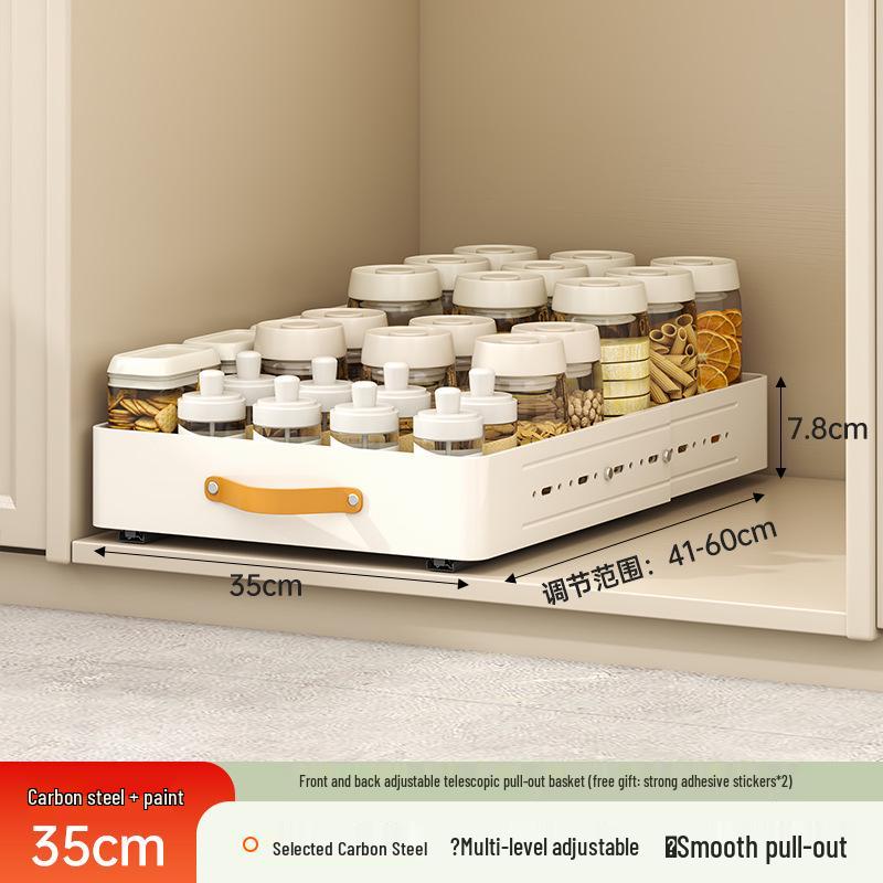 Under-Sink Pull-Out Kitchen Storage Rack and Spice Organizer