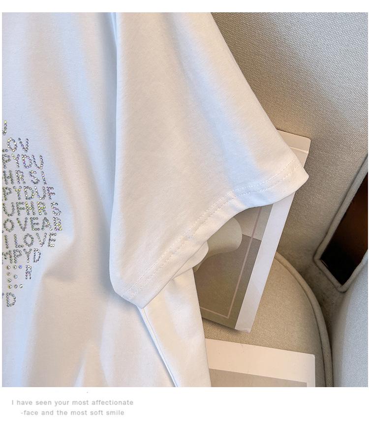 Women's Plus Size Loose Fit Mid-Length Short Sleeve Round Neck T-Shirt (200/300/350 Jin)
